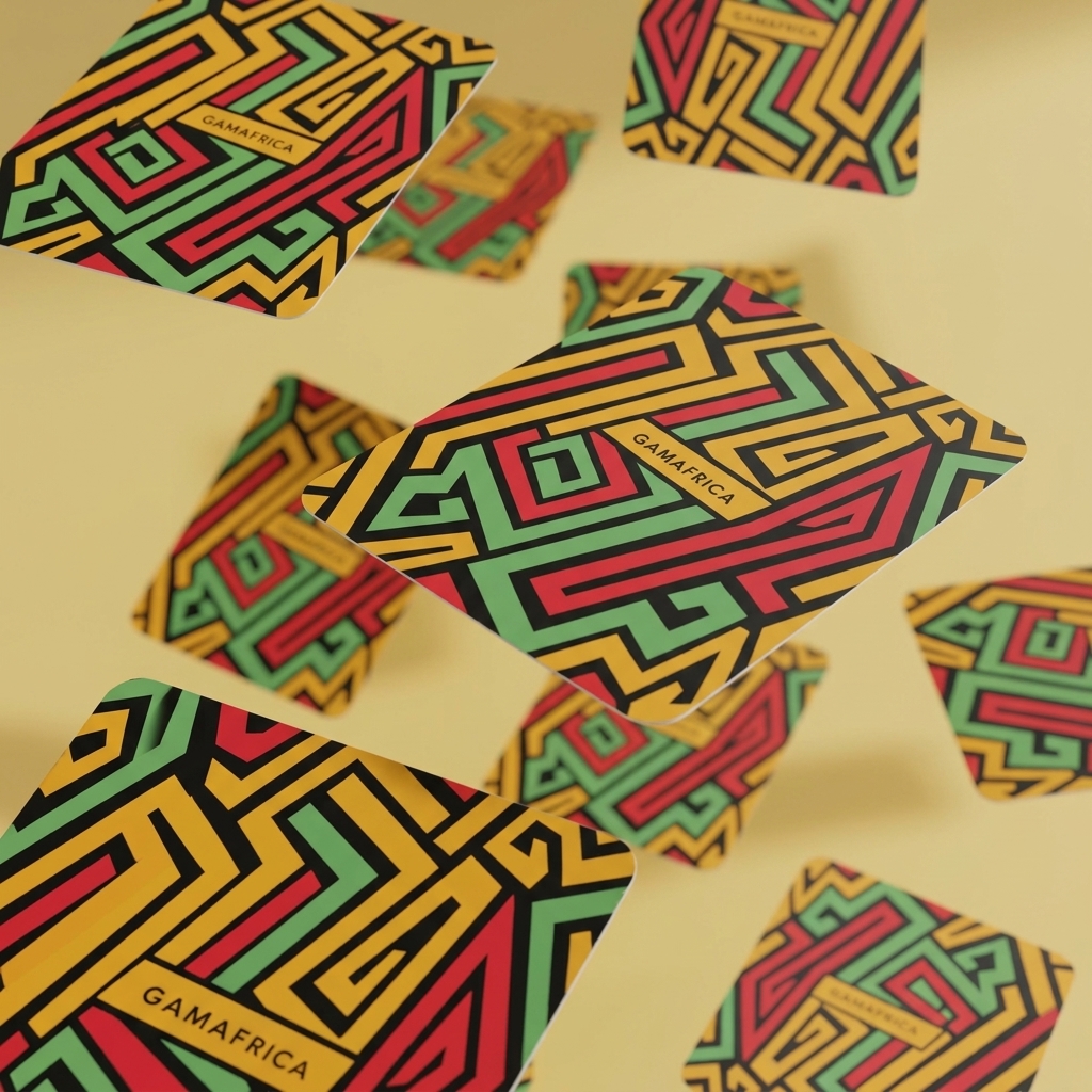 Cartes Gamafrica Afrique étalées sur une table, questions sur les pays africains